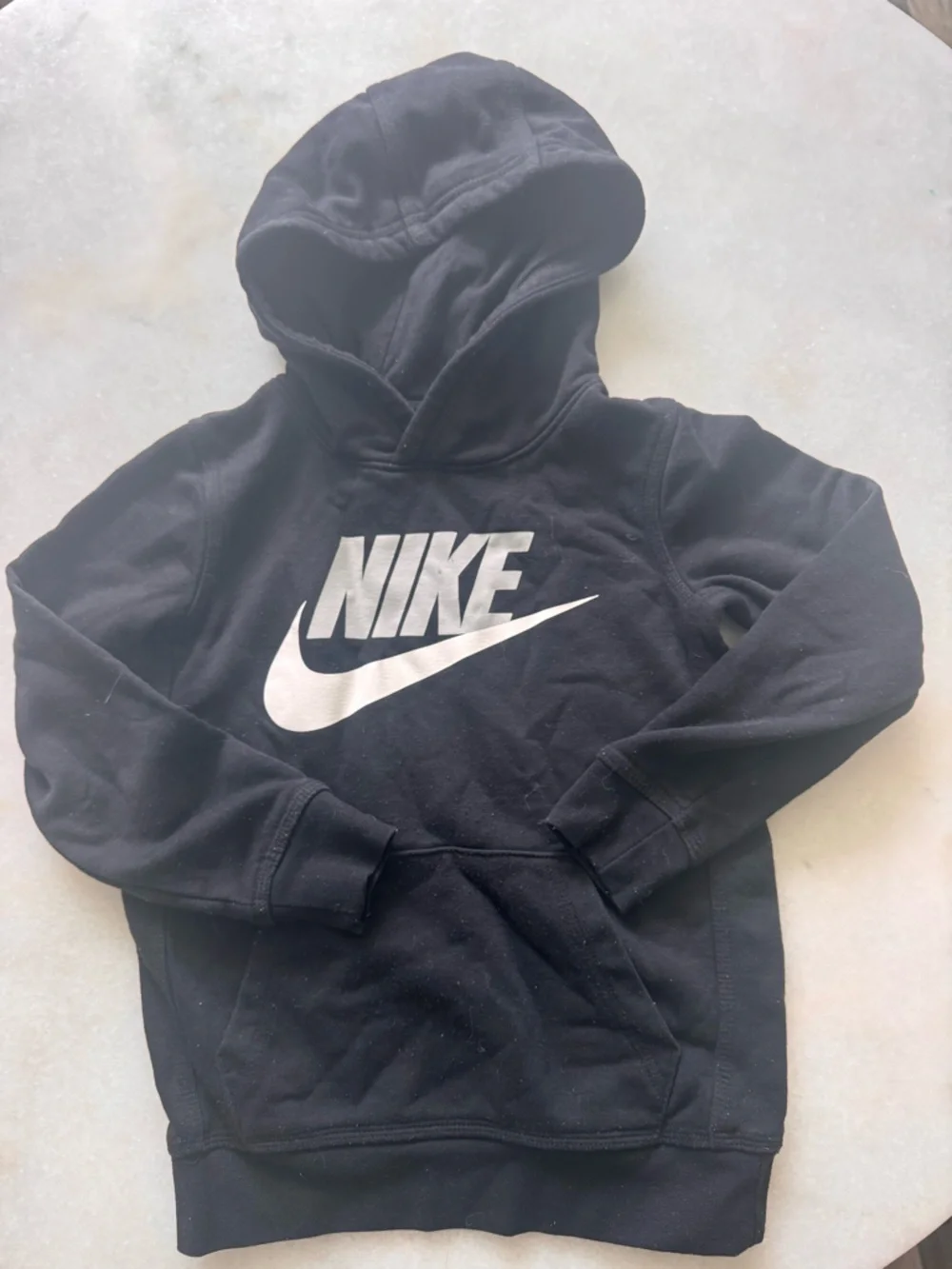 Boys Nike Black Hoodie with White Swoosh and Wordmark